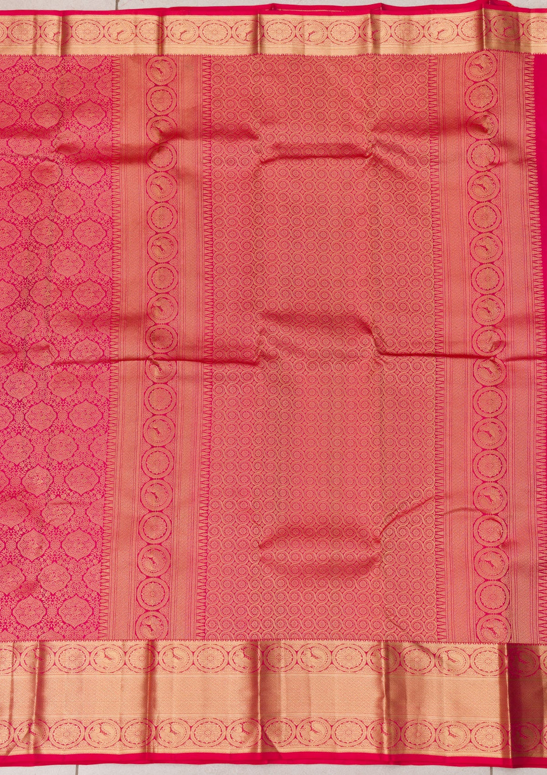 Rani Pink Zariwork Pure Silk Saree-Koskii