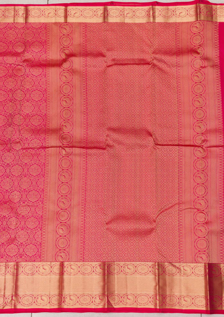 Rani Pink Zariwork Pure Silk Saree-Koskii