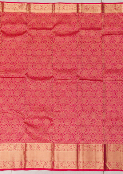 Rani Pink Zariwork Pure Silk Saree-Koskii