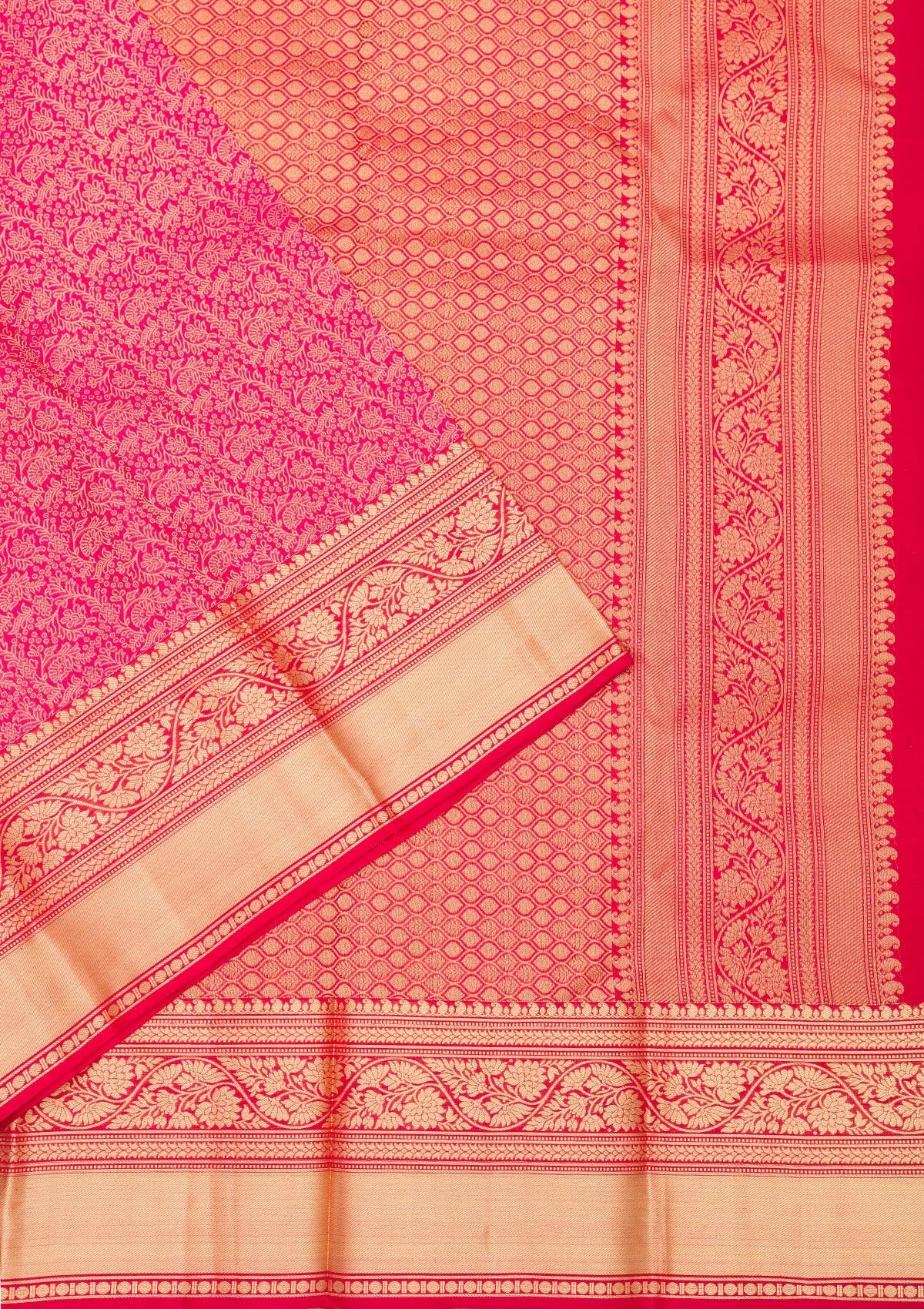 Rani Pink Zariwork Pure Silk Saree-Koskii