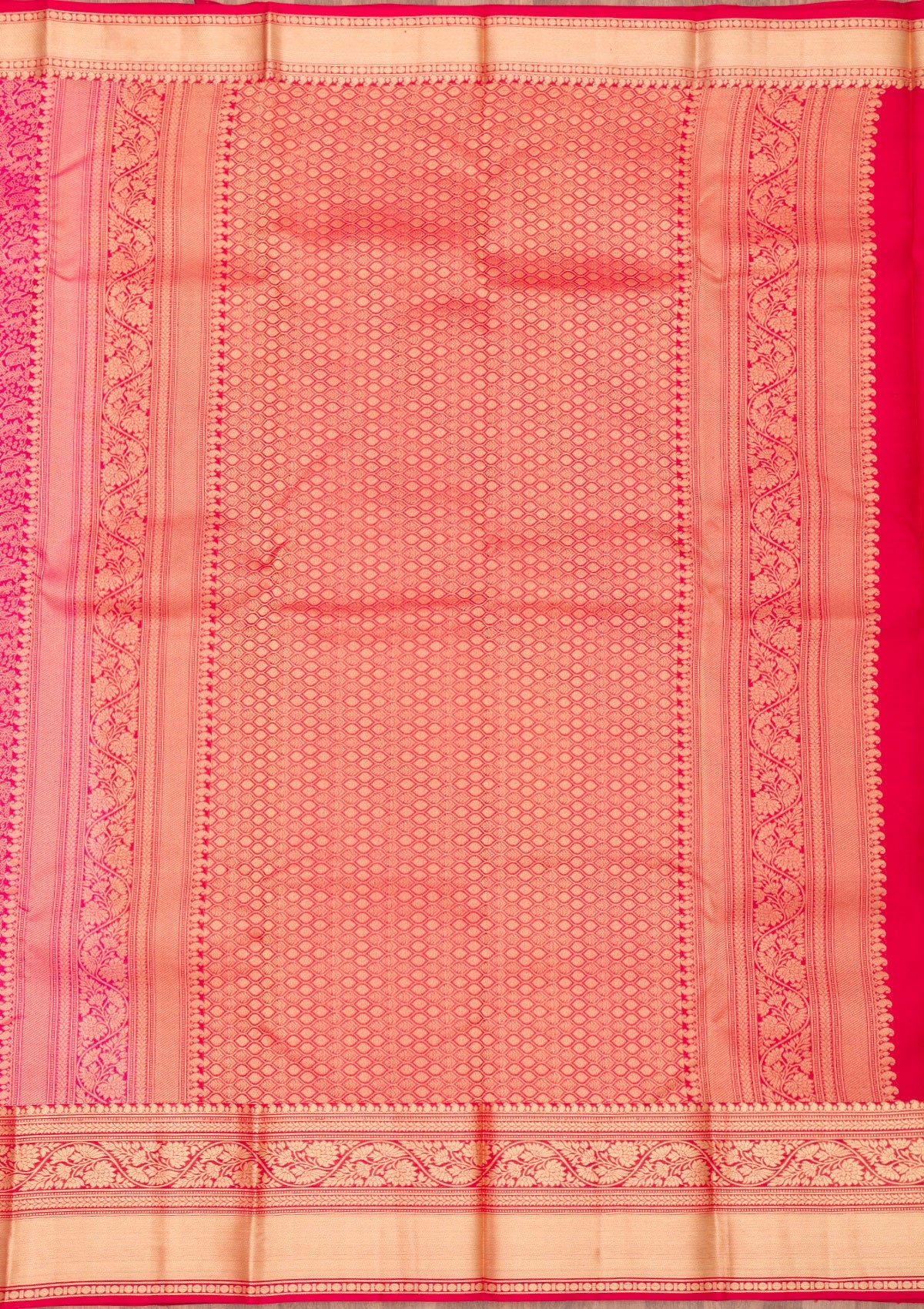 Rani Pink Zariwork Pure Silk Saree-Koskii