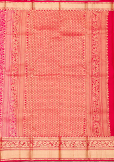 Rani Pink Zariwork Pure Silk Saree-Koskii