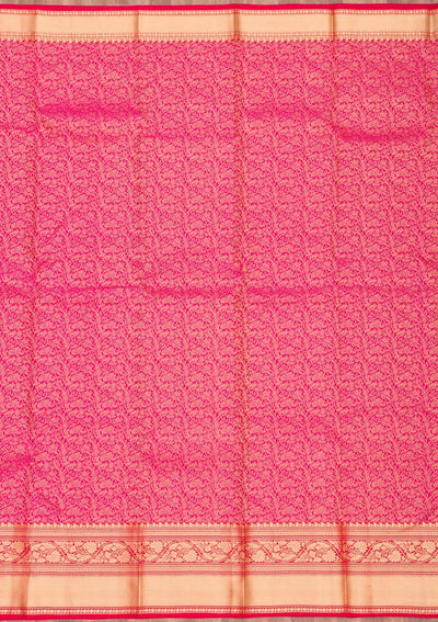 Rani Pink Zariwork Pure Silk Saree-Koskii