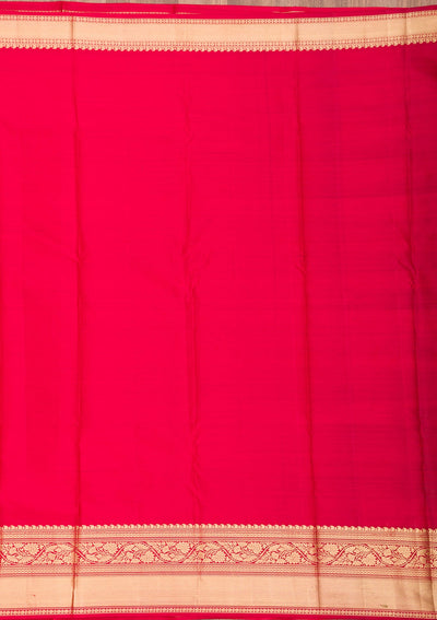 Rani Pink Zariwork Pure Silk Saree-Koskii