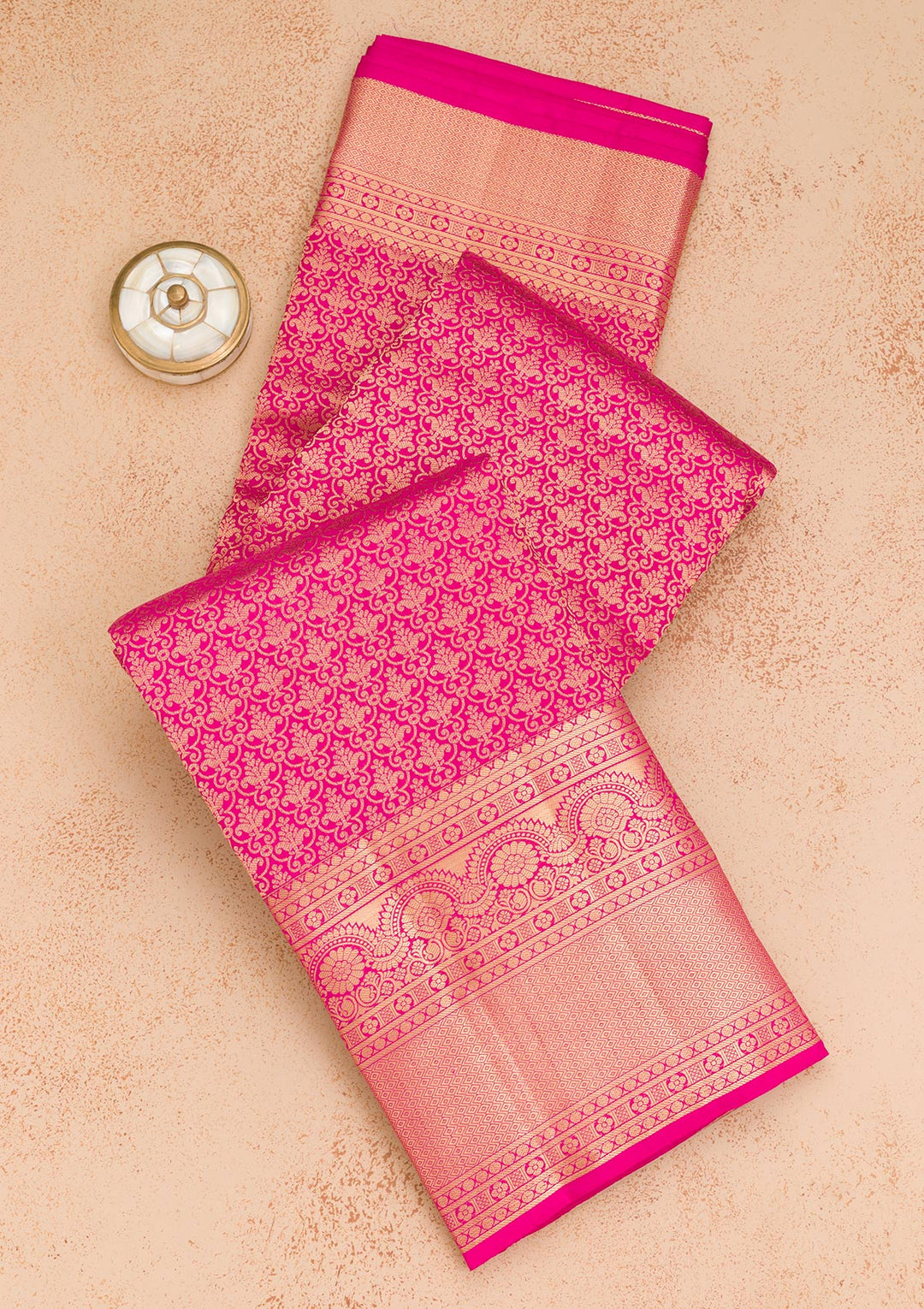 Rani Pink Zariwork Pure Silk Saree-Koskii