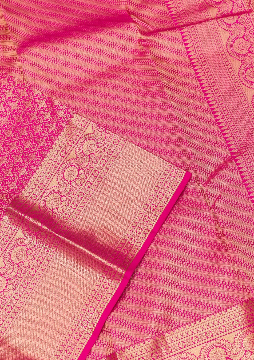 Rani Pink Zariwork Pure Silk Saree-Koskii