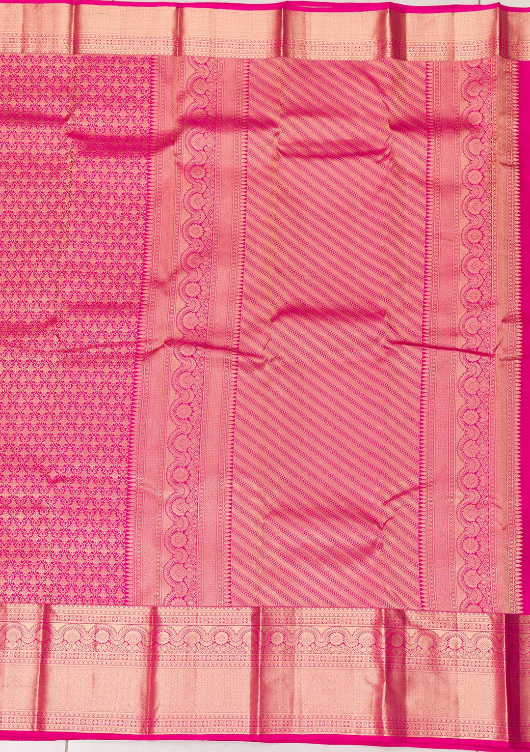 Rani Pink Zariwork Pure Silk Saree-Koskii