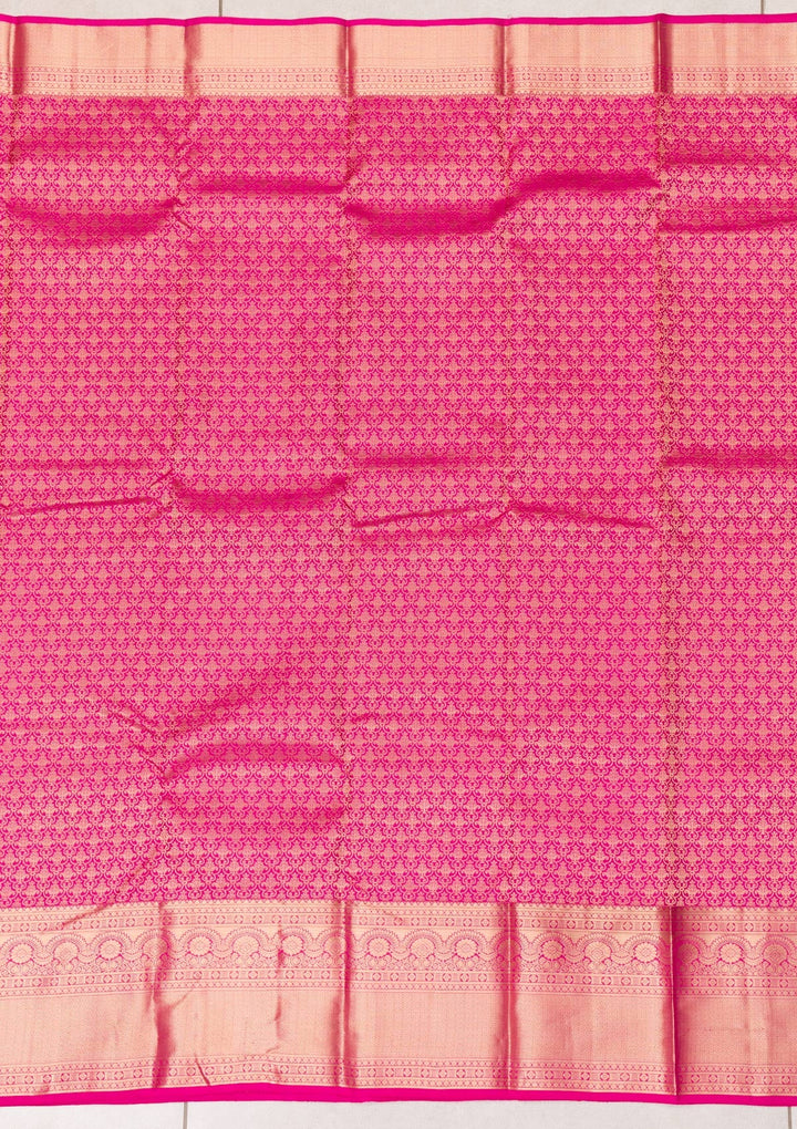 Rani Pink Zariwork Pure Silk Saree-Koskii