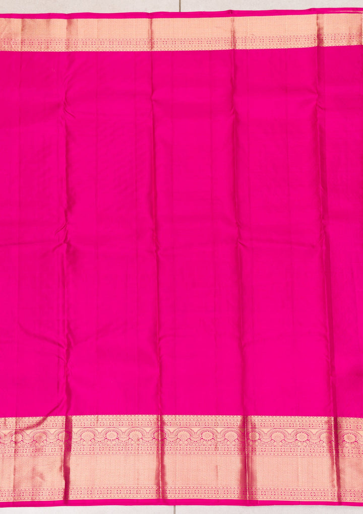 Rani Pink Zariwork Pure Silk Saree-Koskii