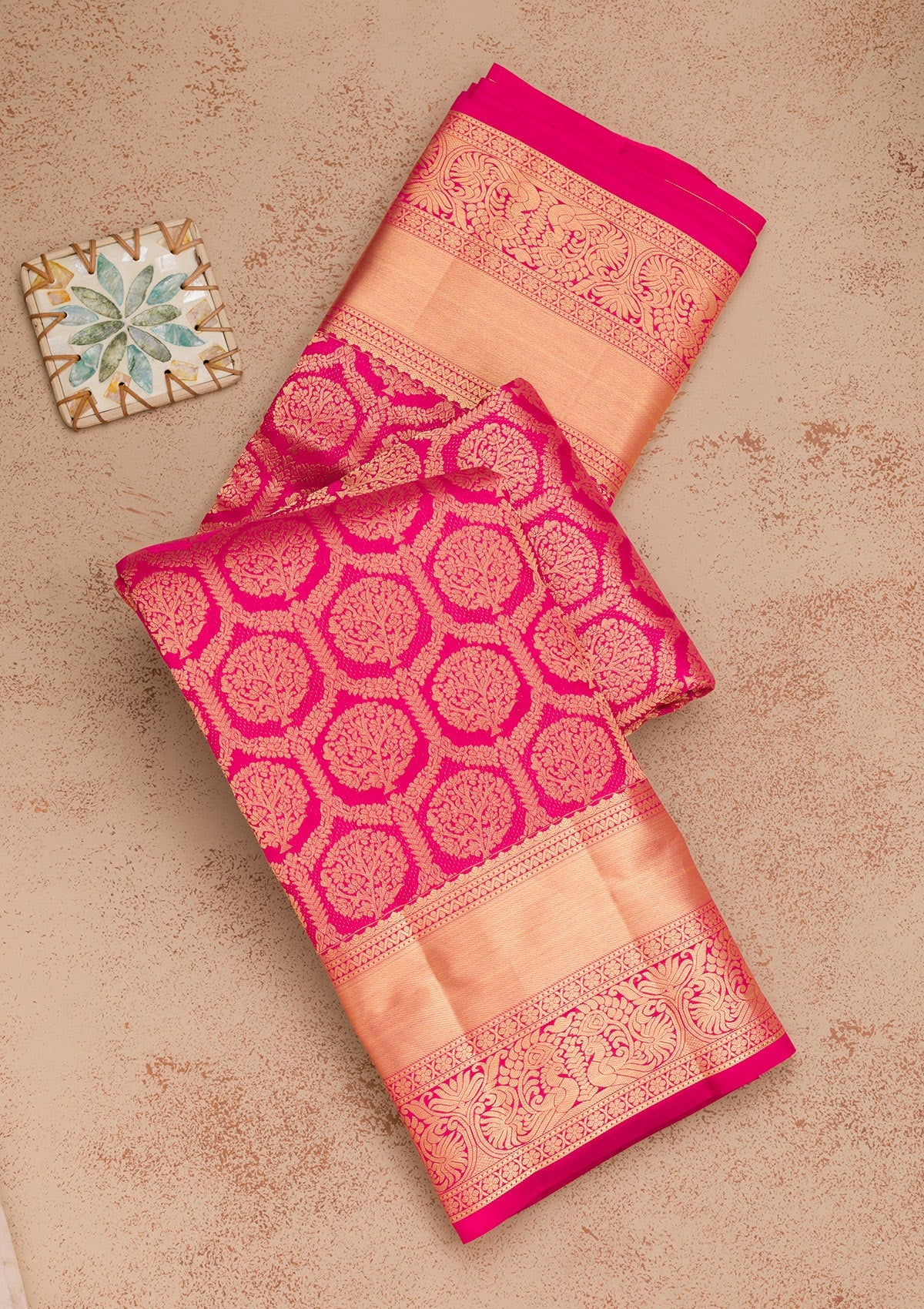 Rani Pink Zariwork Pure Silk Saree-Koskii