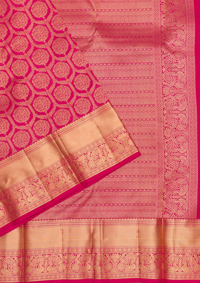 Rani Pink Zariwork Pure Silk Saree-Koskii