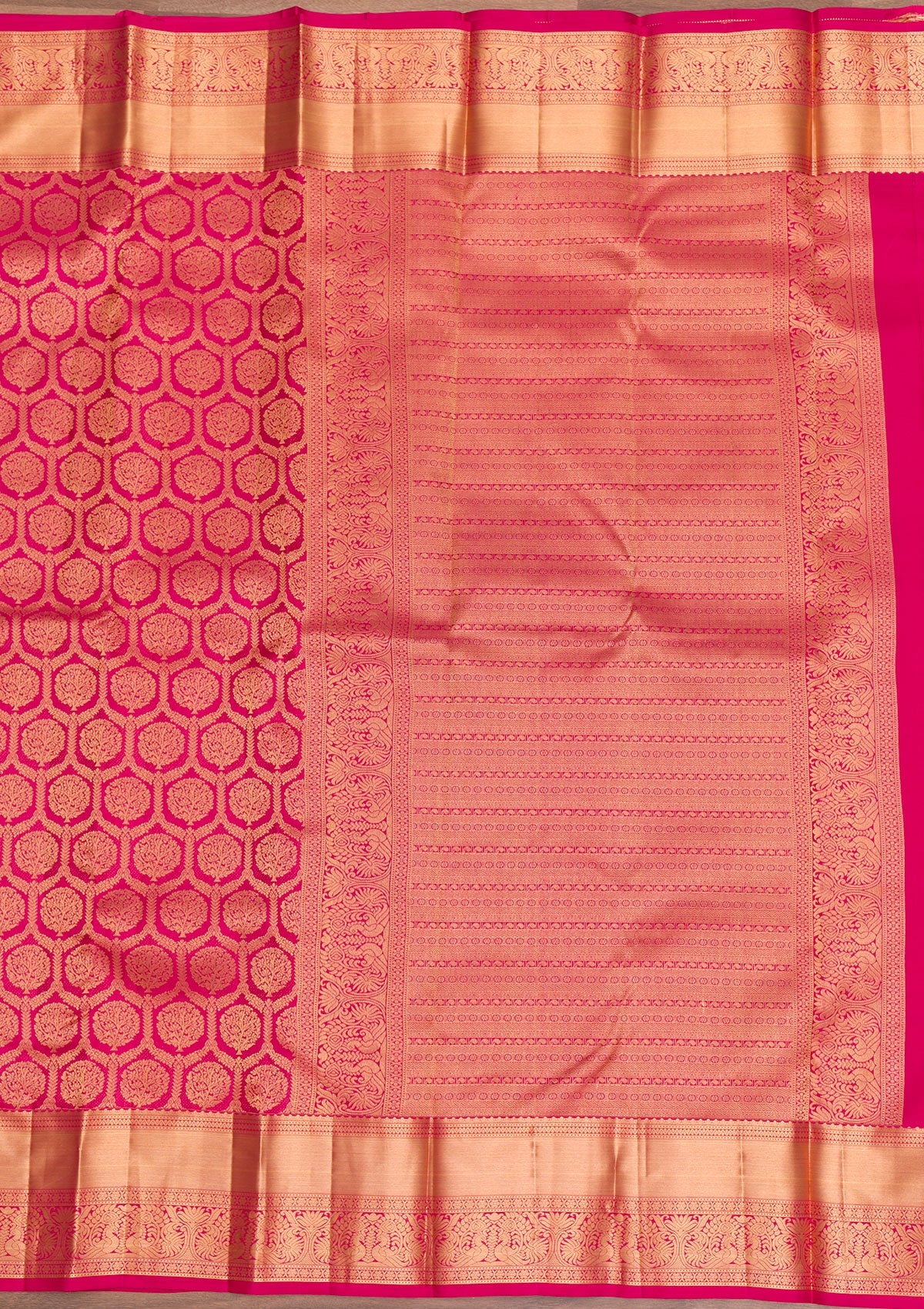 Rani Pink Zariwork Pure Silk Saree-Koskii