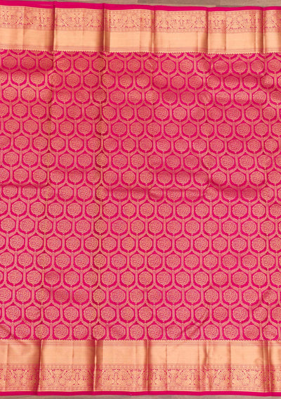 Rani Pink Zariwork Pure Silk Saree-Koskii