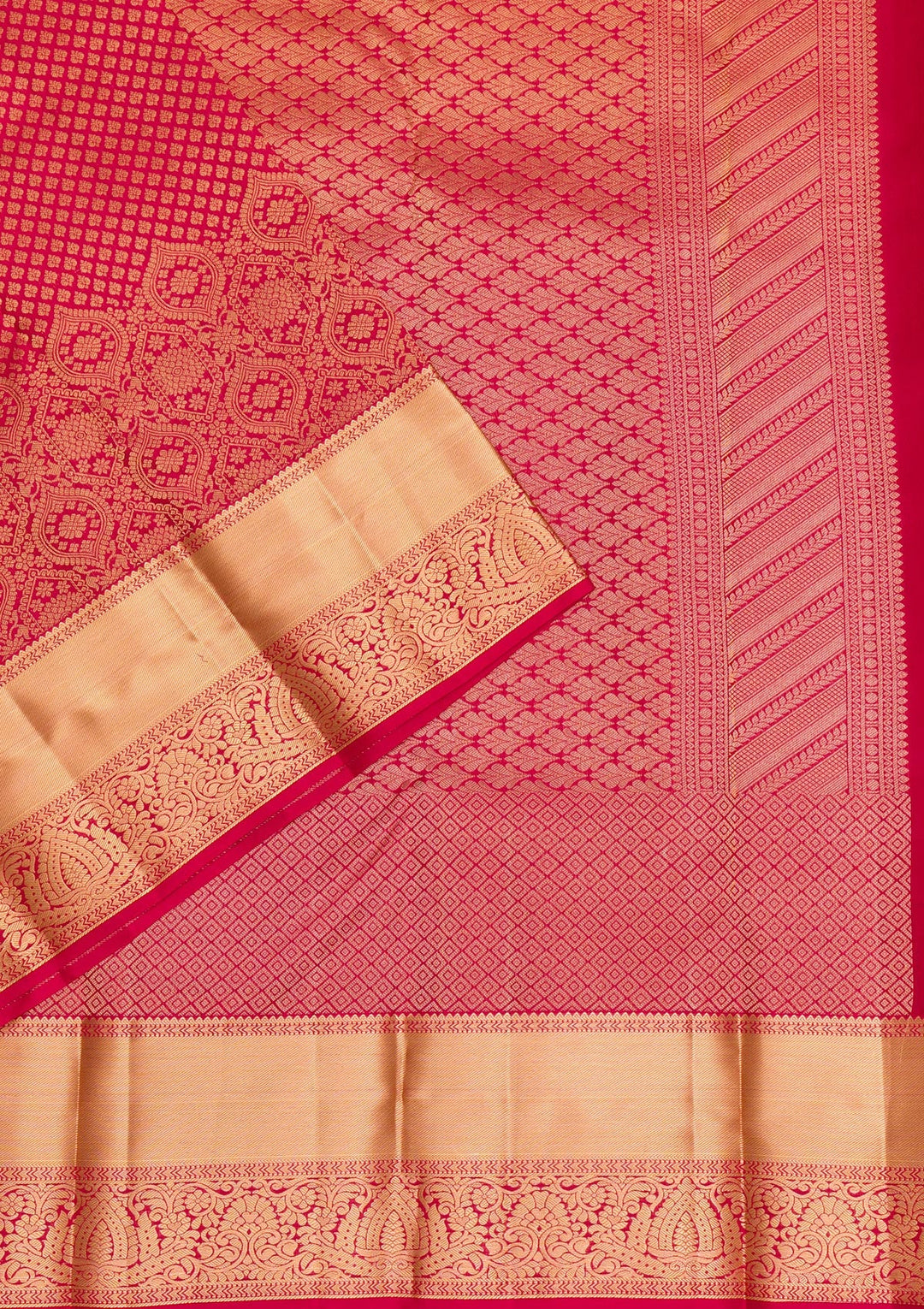 Rani Pink Zariwork Pure Silk Saree-Koskii