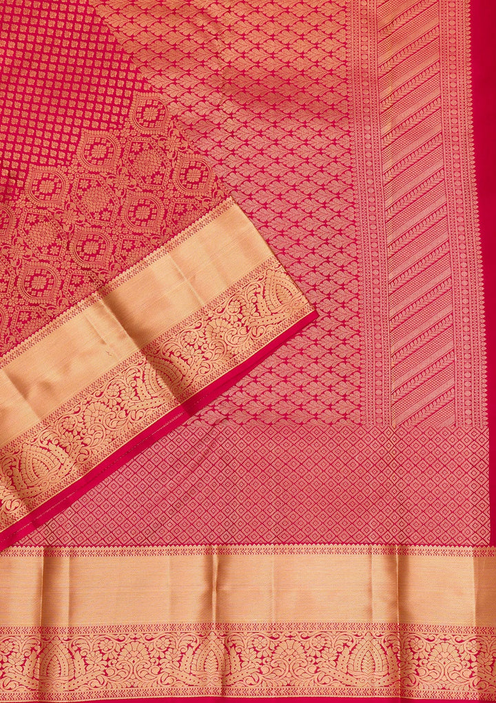 Rani Pink Zariwork Pure Silk Saree-Koskii