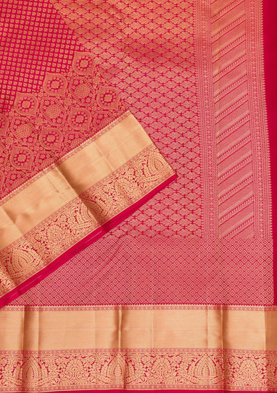 Rani Pink Zariwork Pure Silk Saree-Koskii