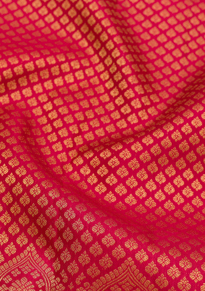 Rani Pink Zariwork Pure Silk Saree-Koskii