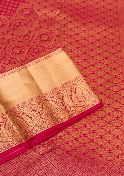 Rani Pink Zariwork Pure Silk Saree-Koskii