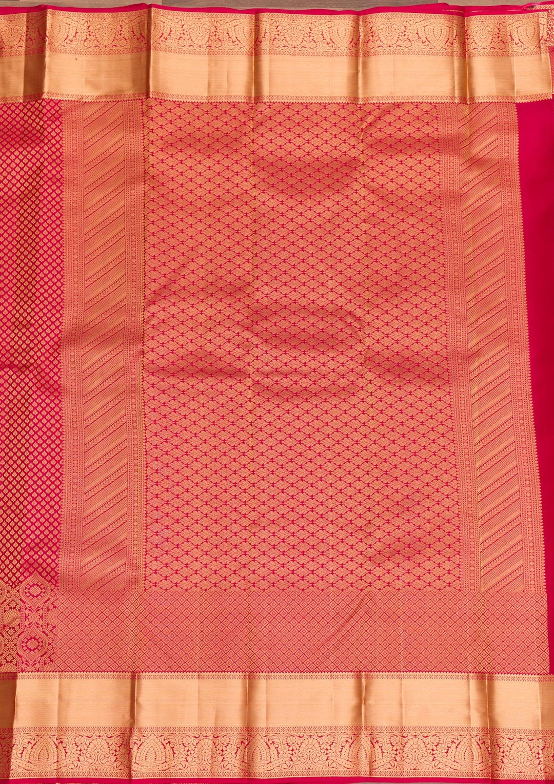 Rani Pink Zariwork Pure Silk Saree-Koskii