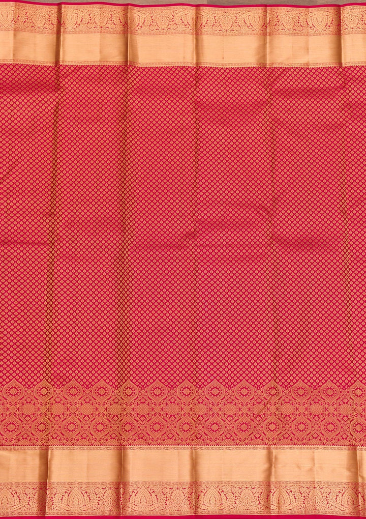Rani Pink Zariwork Pure Silk Saree-Koskii