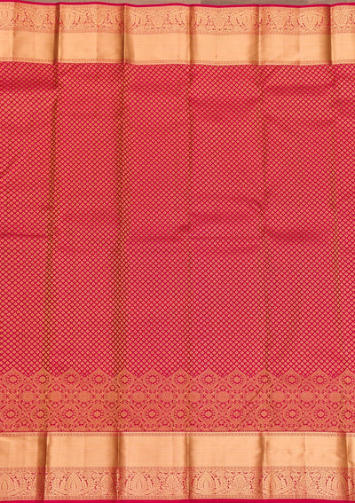 Rani Pink Zariwork Pure Silk Saree-Koskii