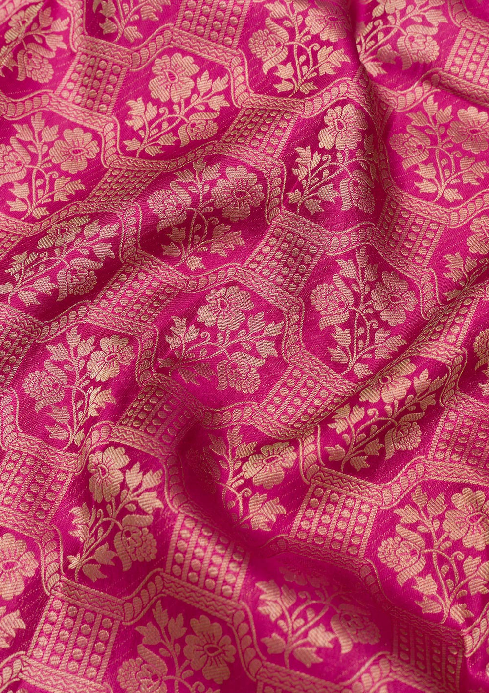 Rani Pink Zariwork Pure Silk Saree-Koskii