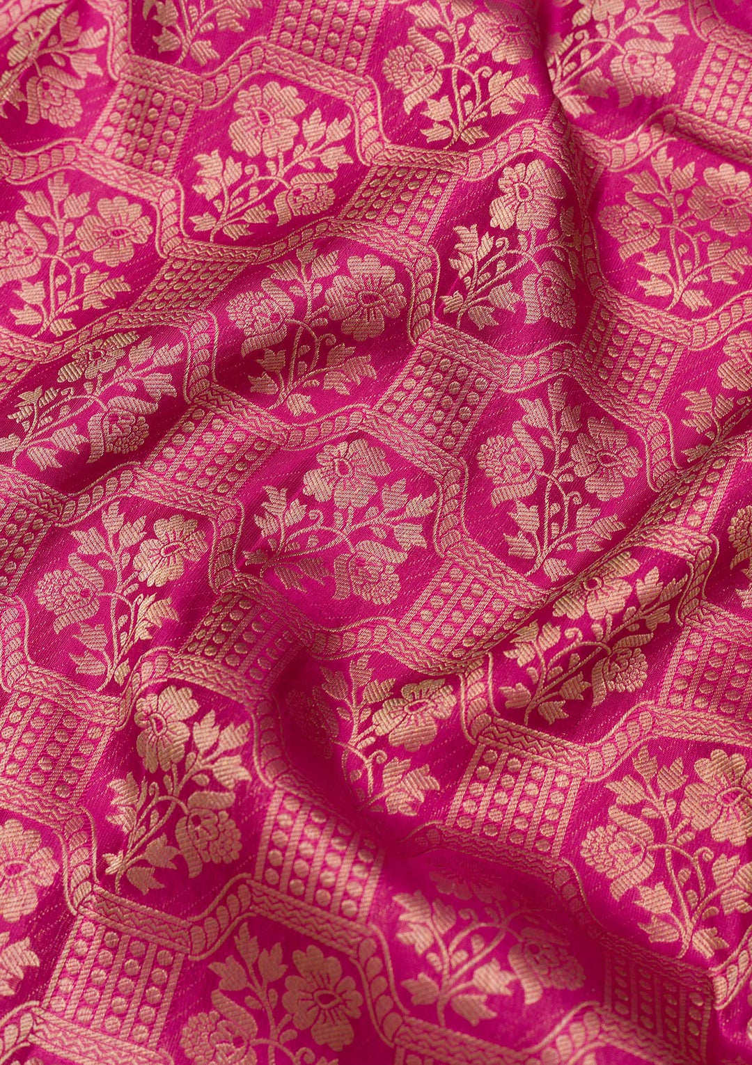 Rani Pink Zariwork Pure Silk Saree-Koskii