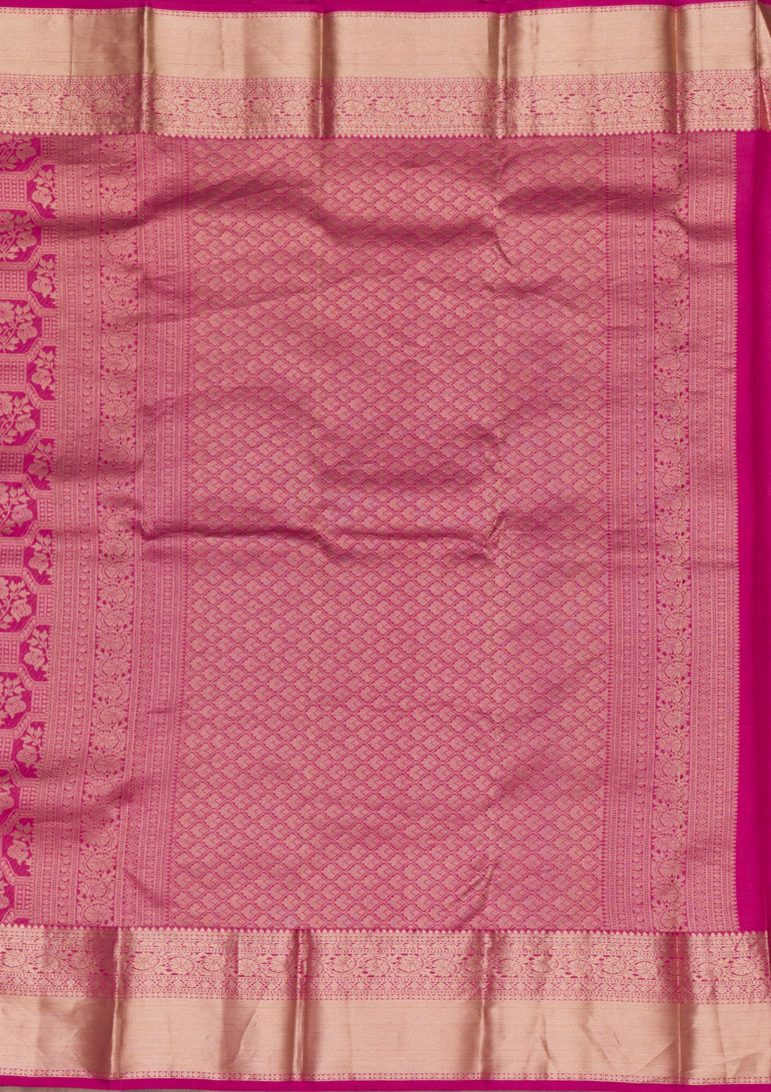 Rani Pink Zariwork Pure Silk Saree-Koskii