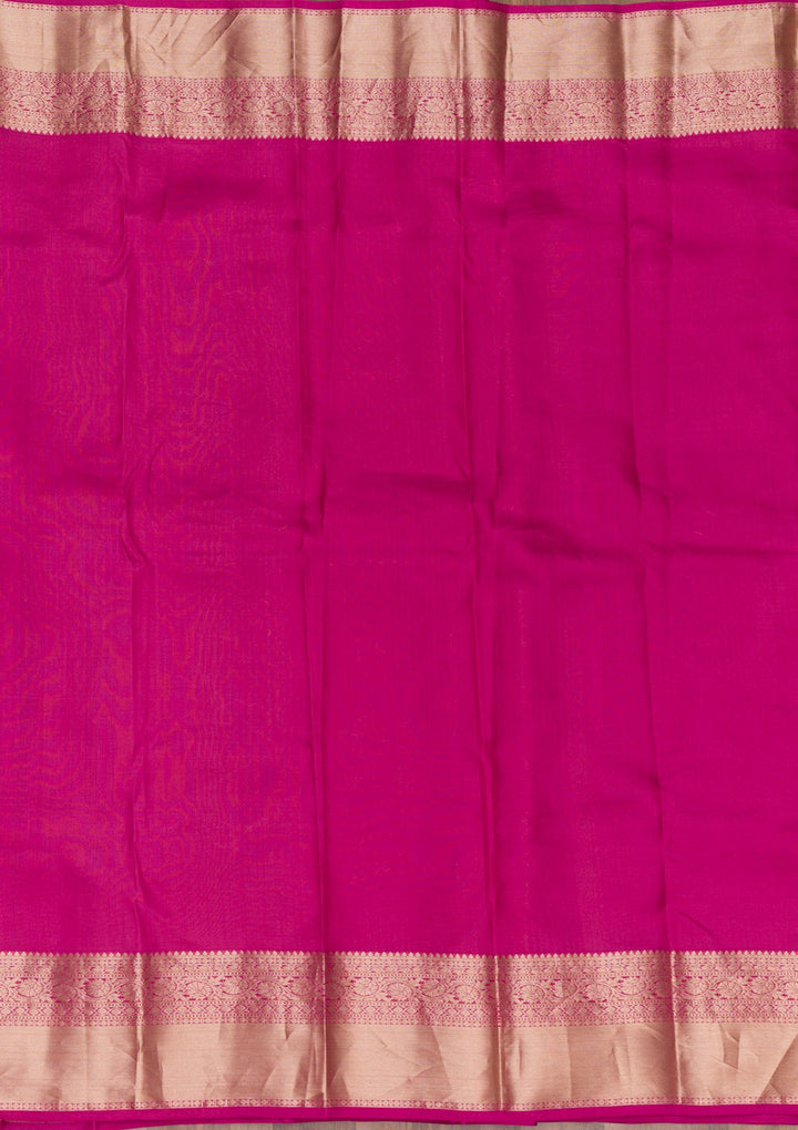 Rani Pink Zariwork Pure Silk Saree-Koskii