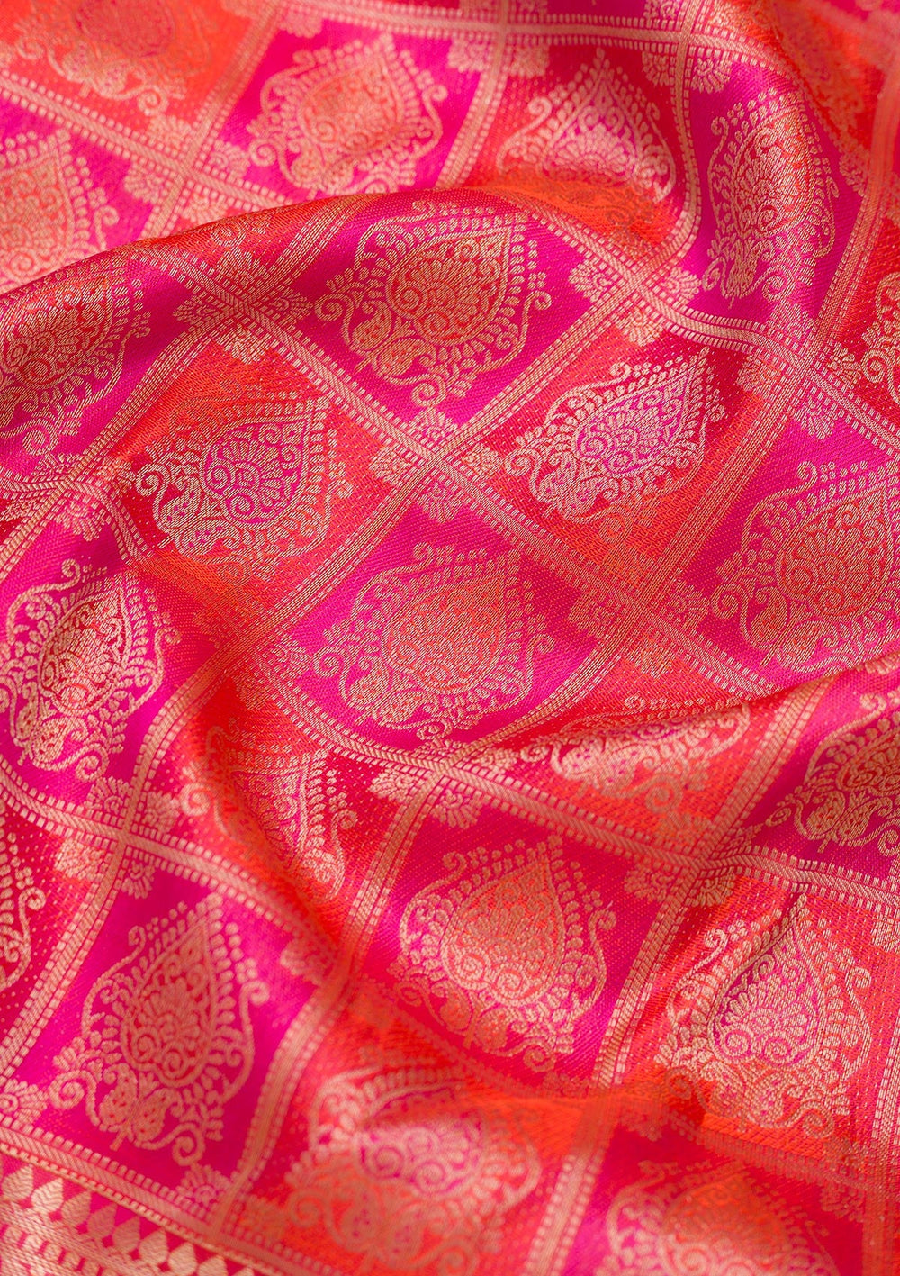 Rani Pink Zariwork Pure Silk Saree-Koskii