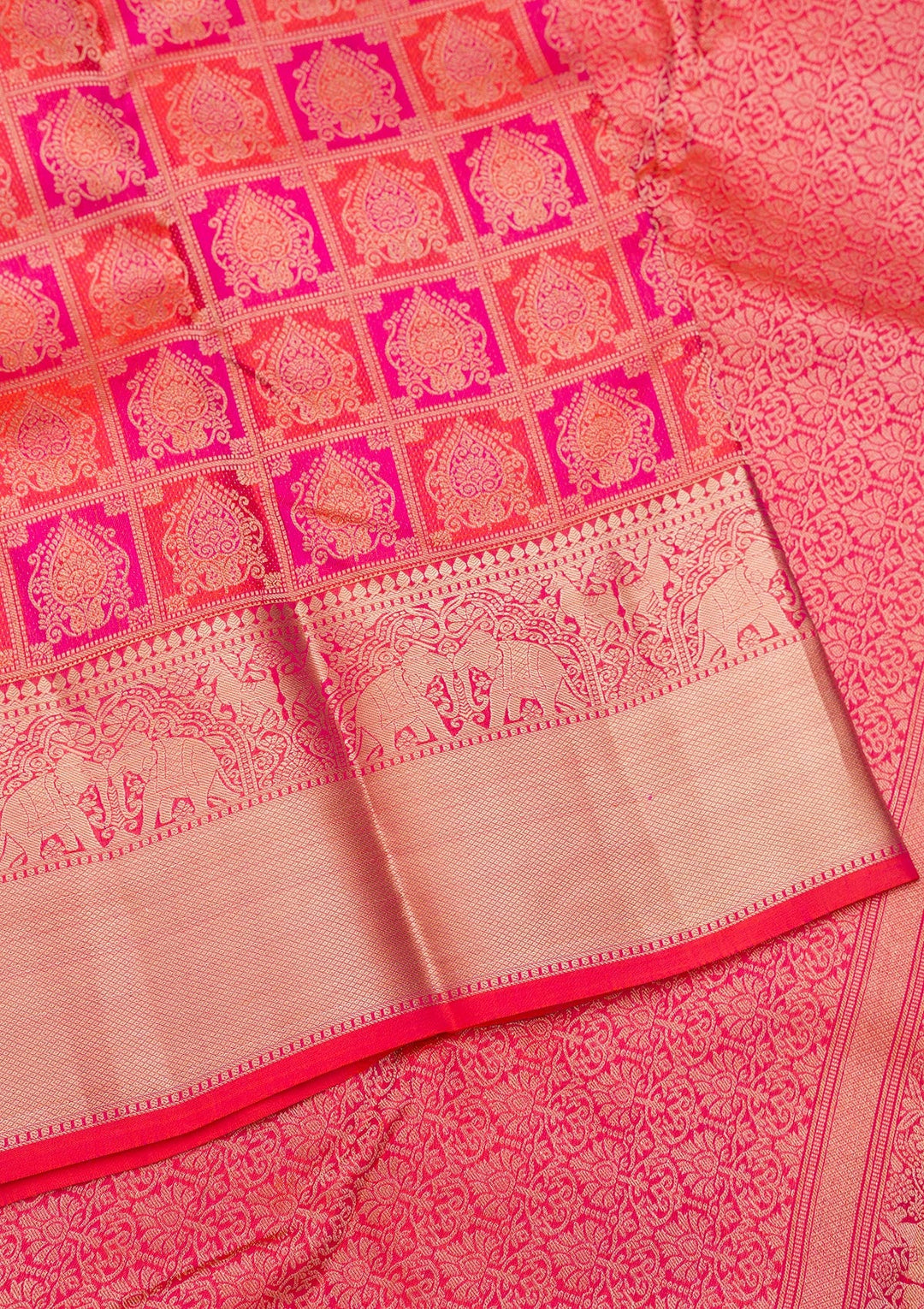 Rani Pink Zariwork Pure Silk Saree-Koskii