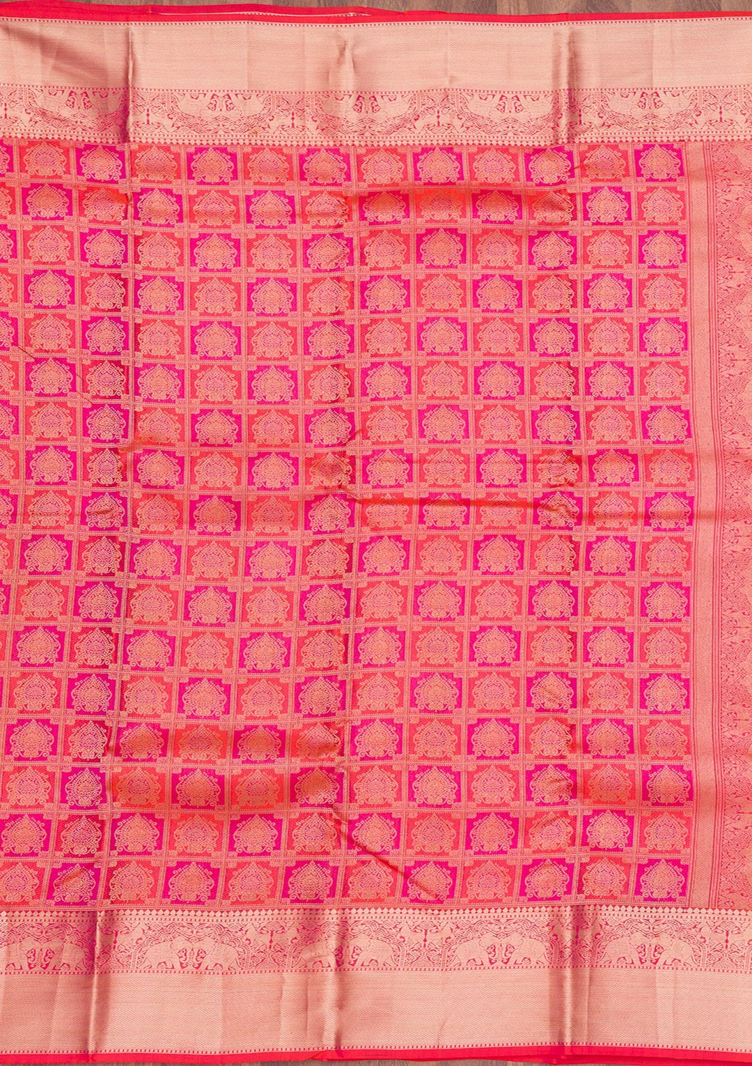 Rani Pink Zariwork Pure Silk Saree-Koskii