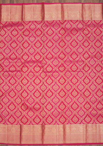 Rani Pink Zariwork Pure Silk Saree-Koskii