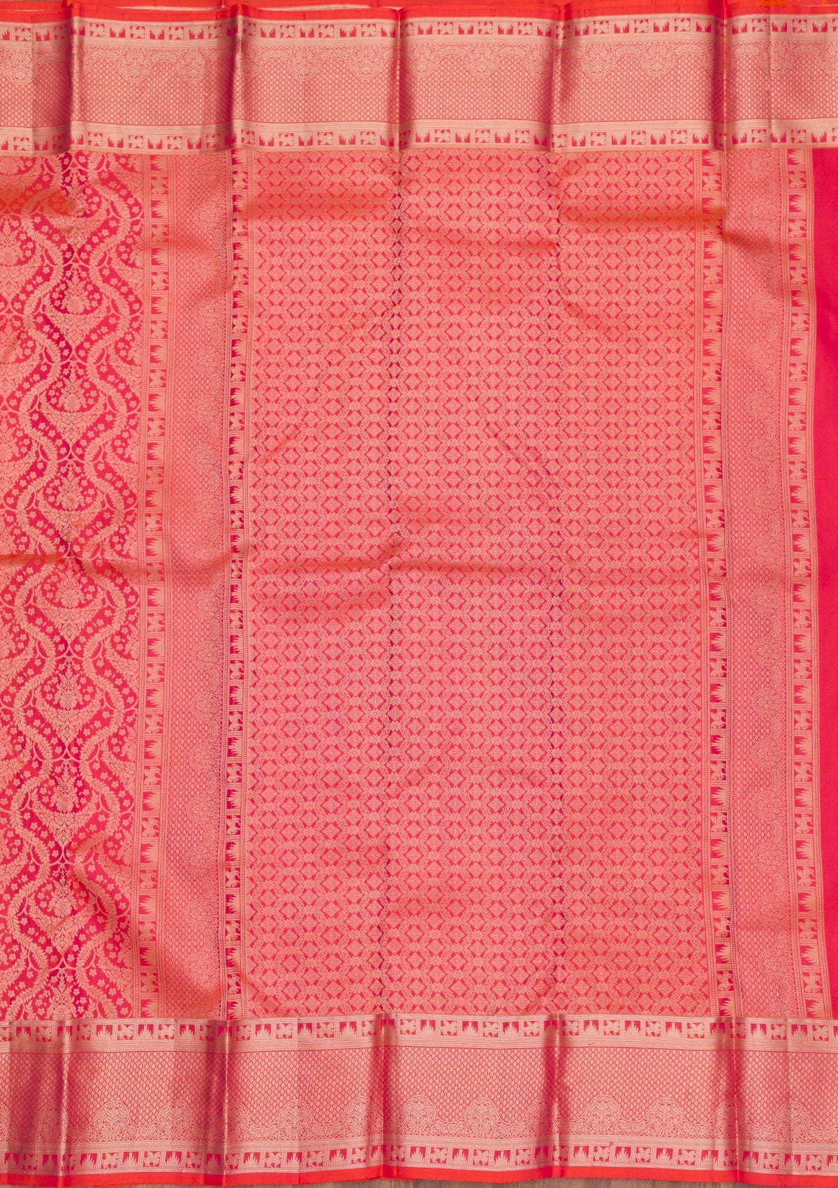 Rani Pink Zariwork Pure Silk Saree-Koskii