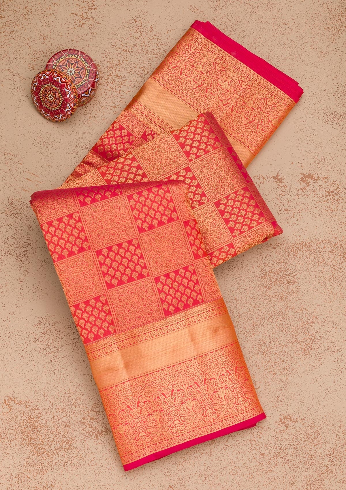 Rani Pink Zariwork Pure Silk Saree-Koskii