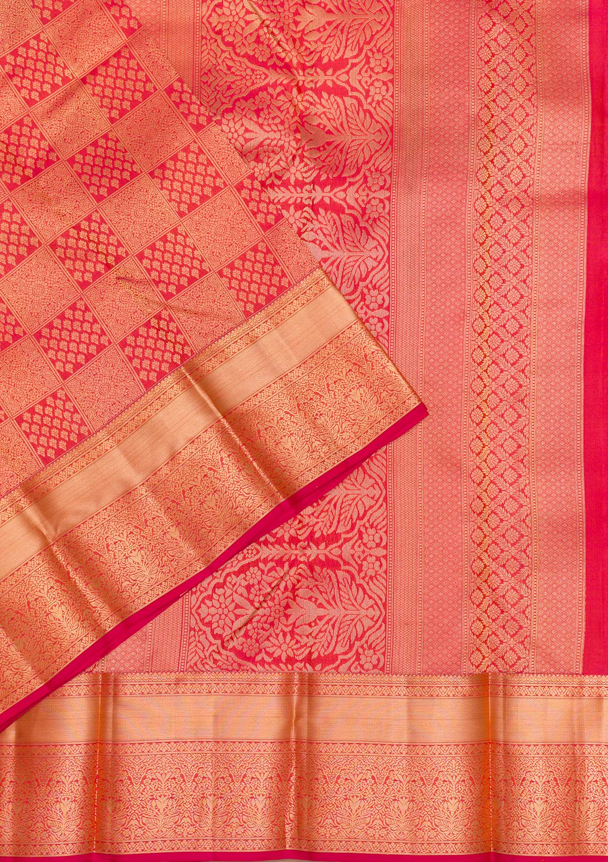 Rani Pink Zariwork Pure Silk Saree-Koskii