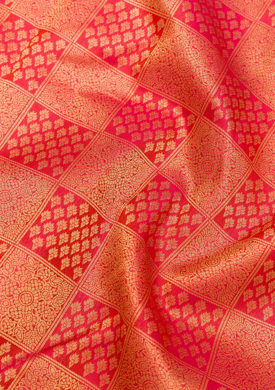 Rani Pink Zariwork Pure Silk Saree-Koskii