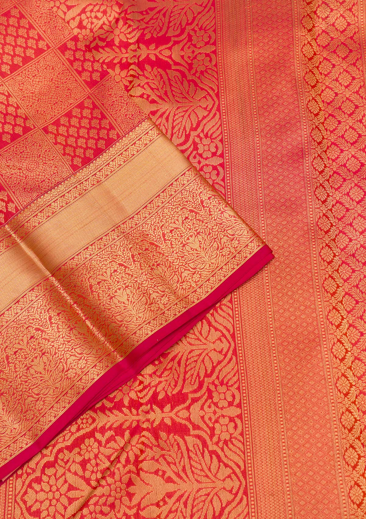 Rani Pink Zariwork Pure Silk Saree-Koskii