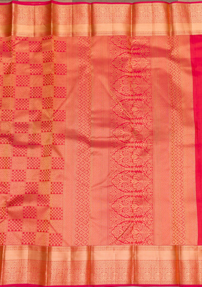 Rani Pink Zariwork Pure Silk Saree-Koskii