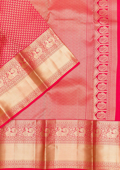 Rani Pink Zariwork Pure Silk Saree-Koskii