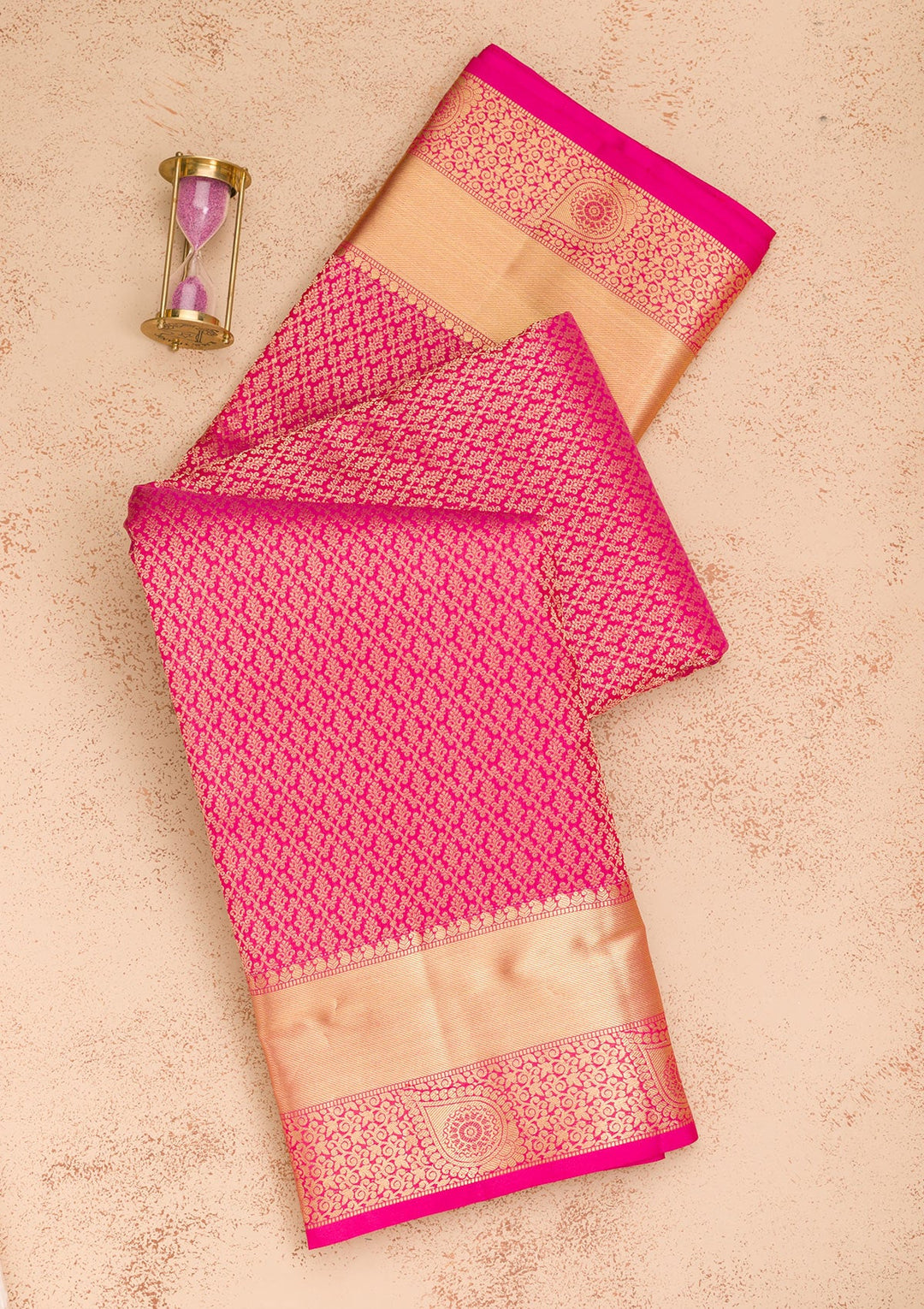 Rani Pink Zariwork Pure Silk Saree-Koskii