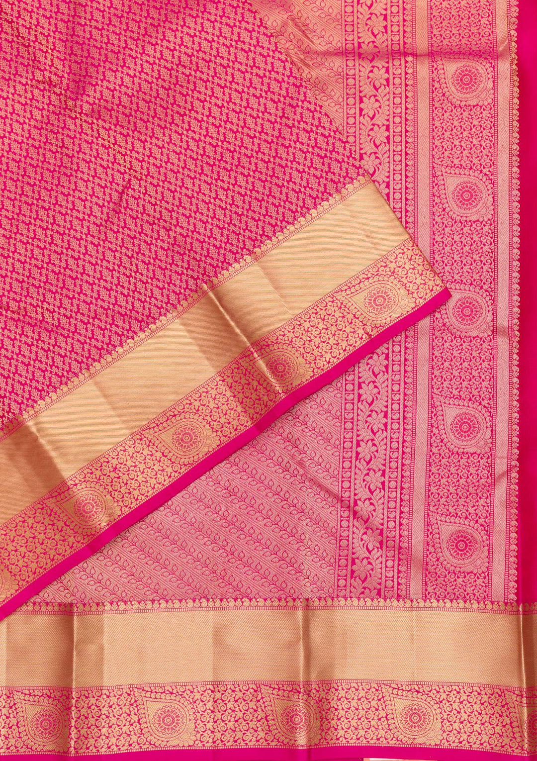 Rani Pink Zariwork Pure Silk Saree-Koskii