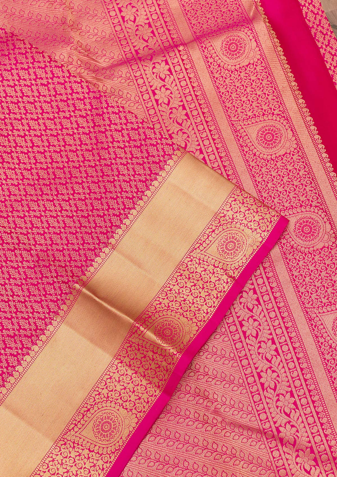 Rani Pink Zariwork Pure Silk Saree-Koskii