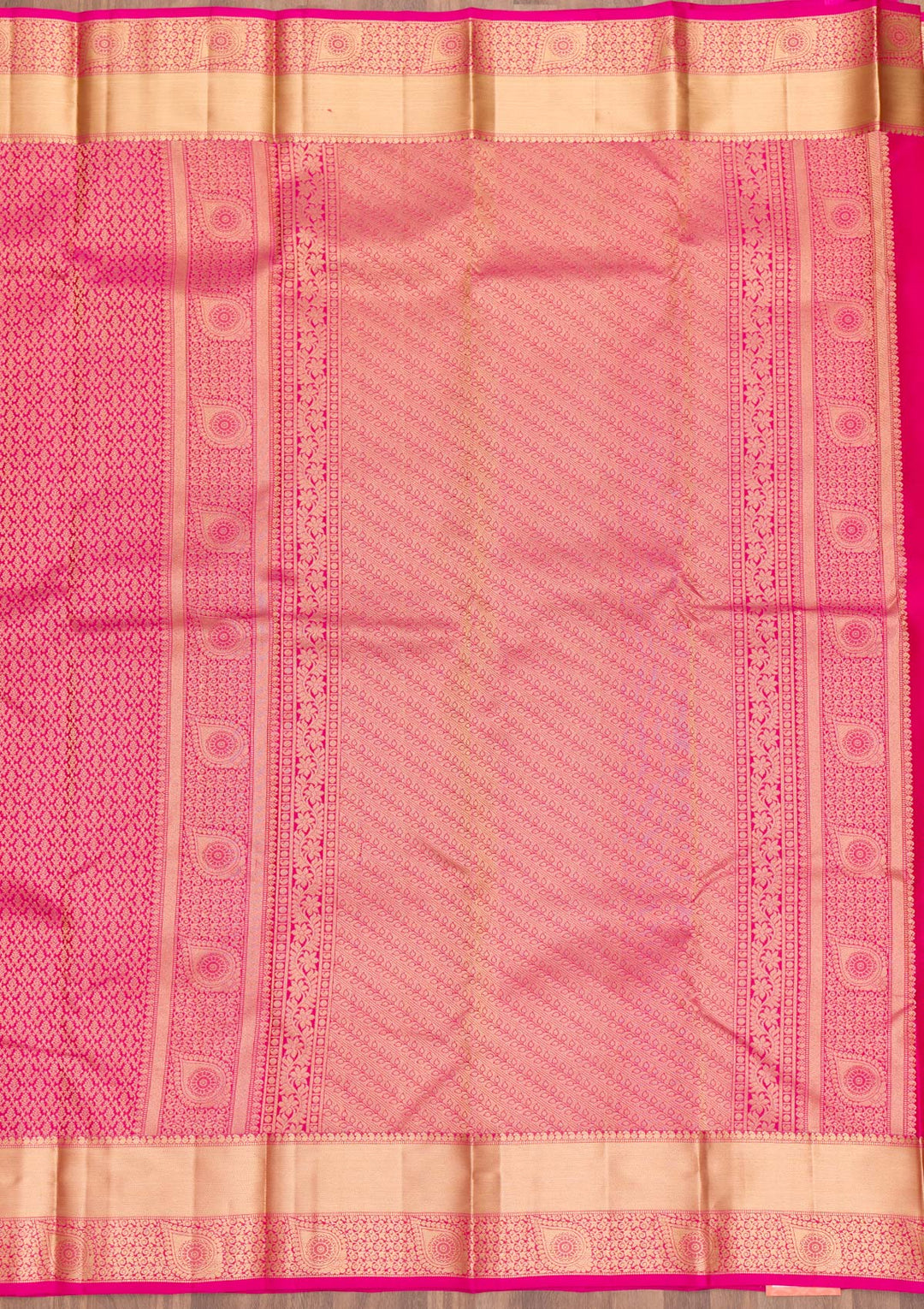 Rani Pink Zariwork Pure Silk Saree-Koskii