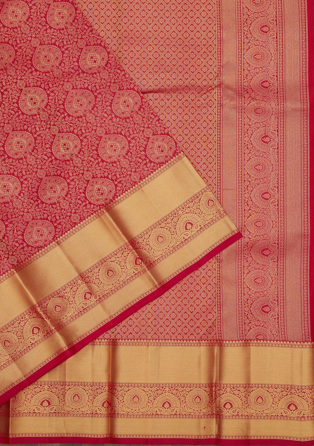 Rani Pink Zariwork Pure Silk Saree-Koskii