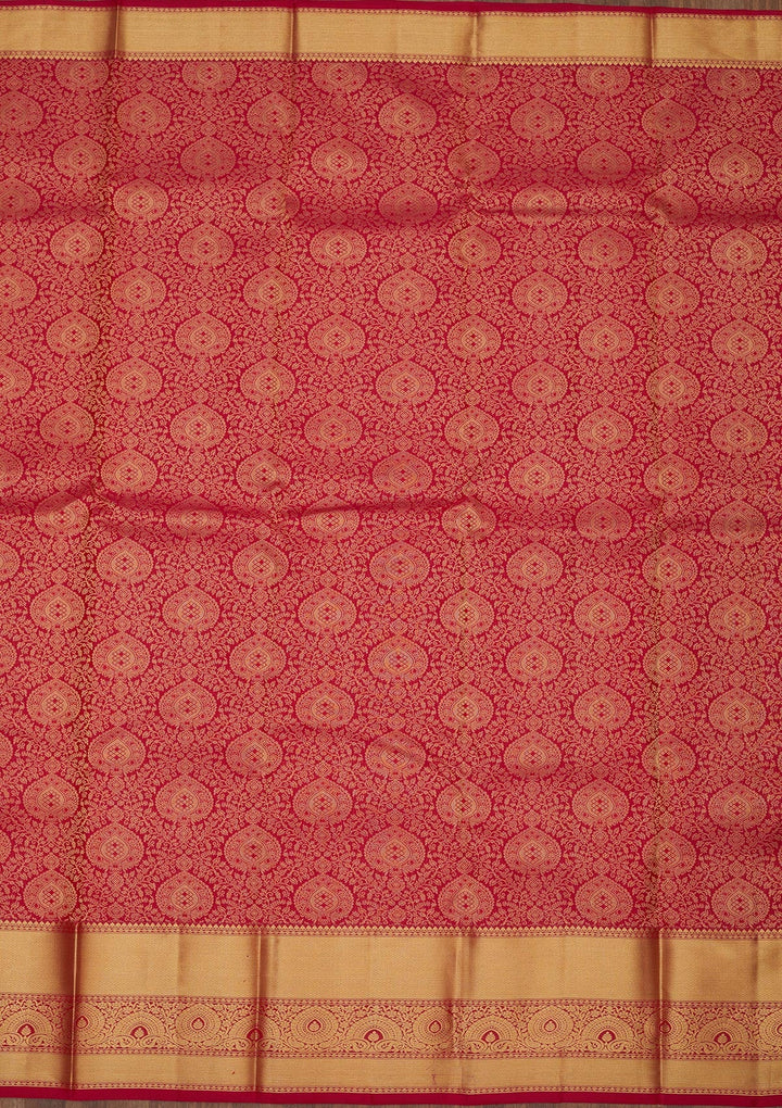 Rani Pink Zariwork Pure Silk Saree-Koskii