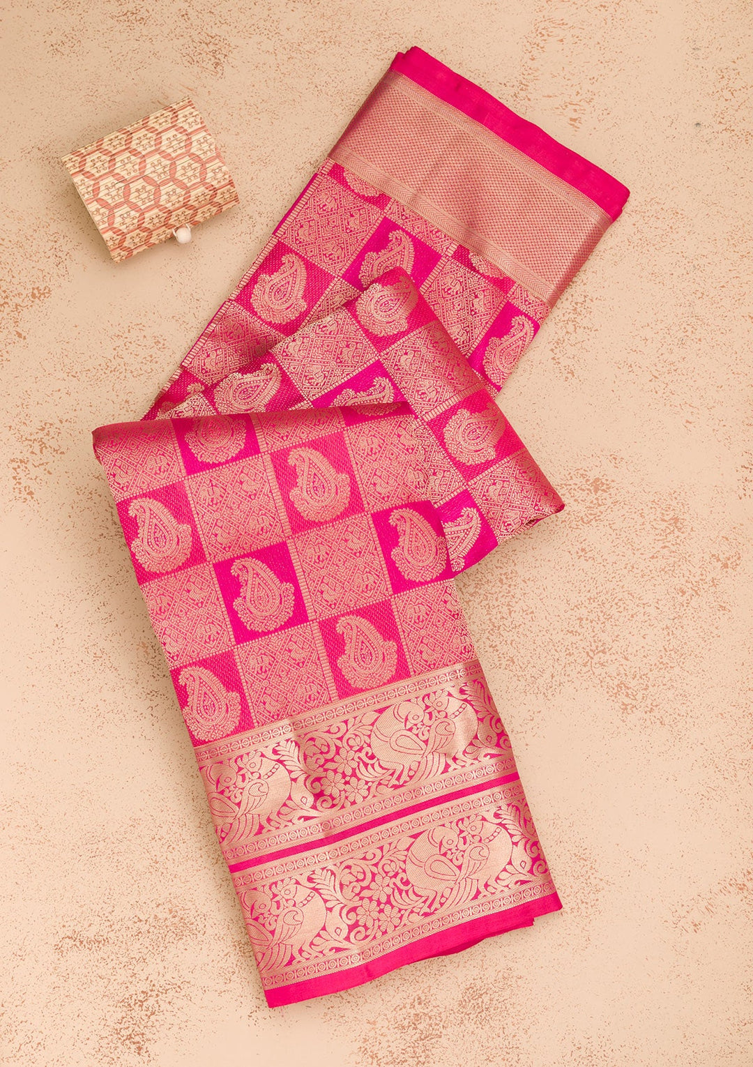 Rani Pink Zariwork Pure Silk Saree-Koskii