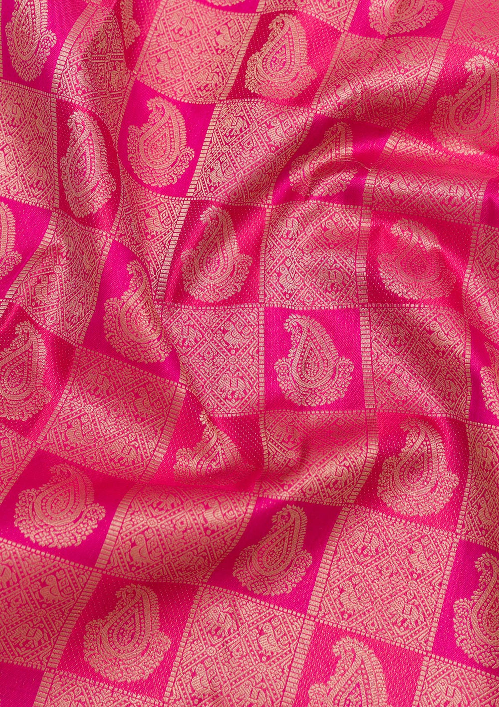 Rani Pink Zariwork Pure Silk Saree-Koskii