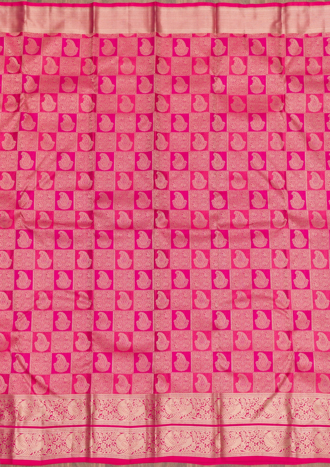Rani Pink Zariwork Pure Silk Saree-Koskii
