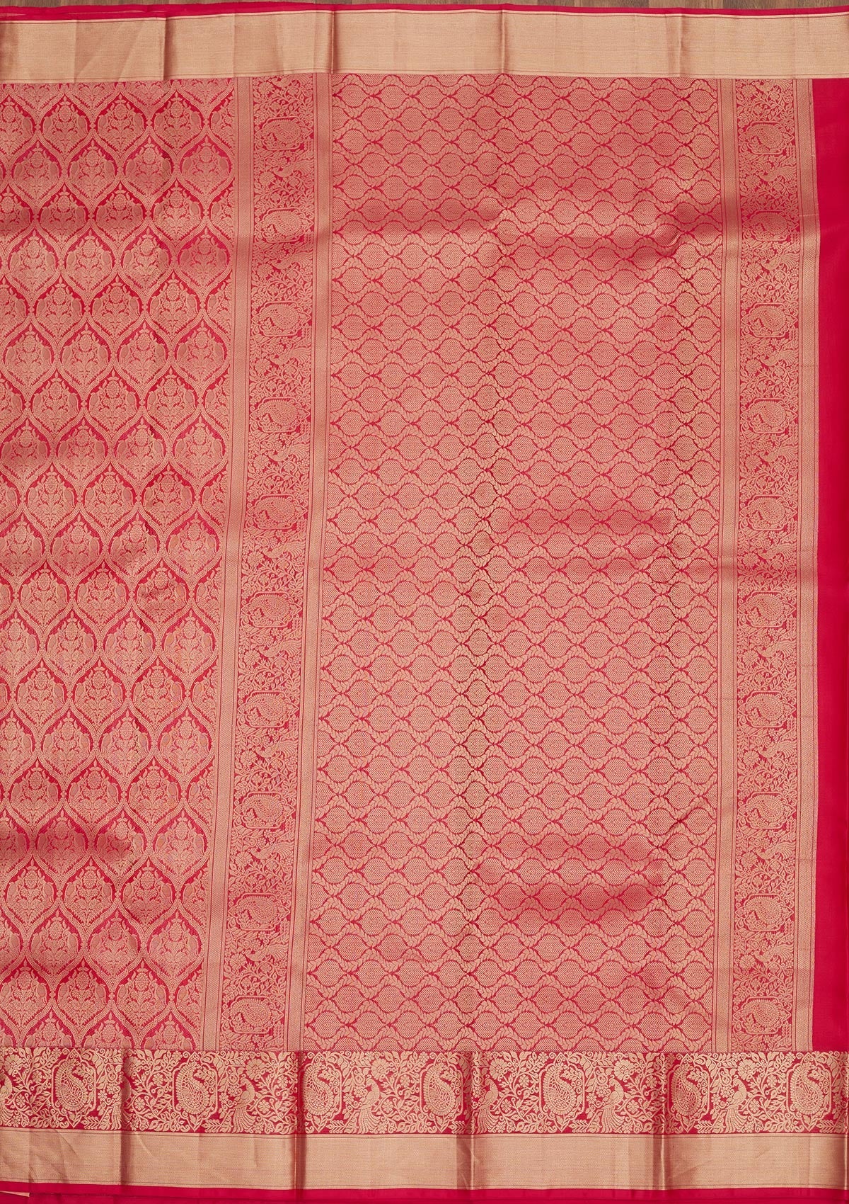 Rani Pink Zariwork Pure Silk Saree-Koskii